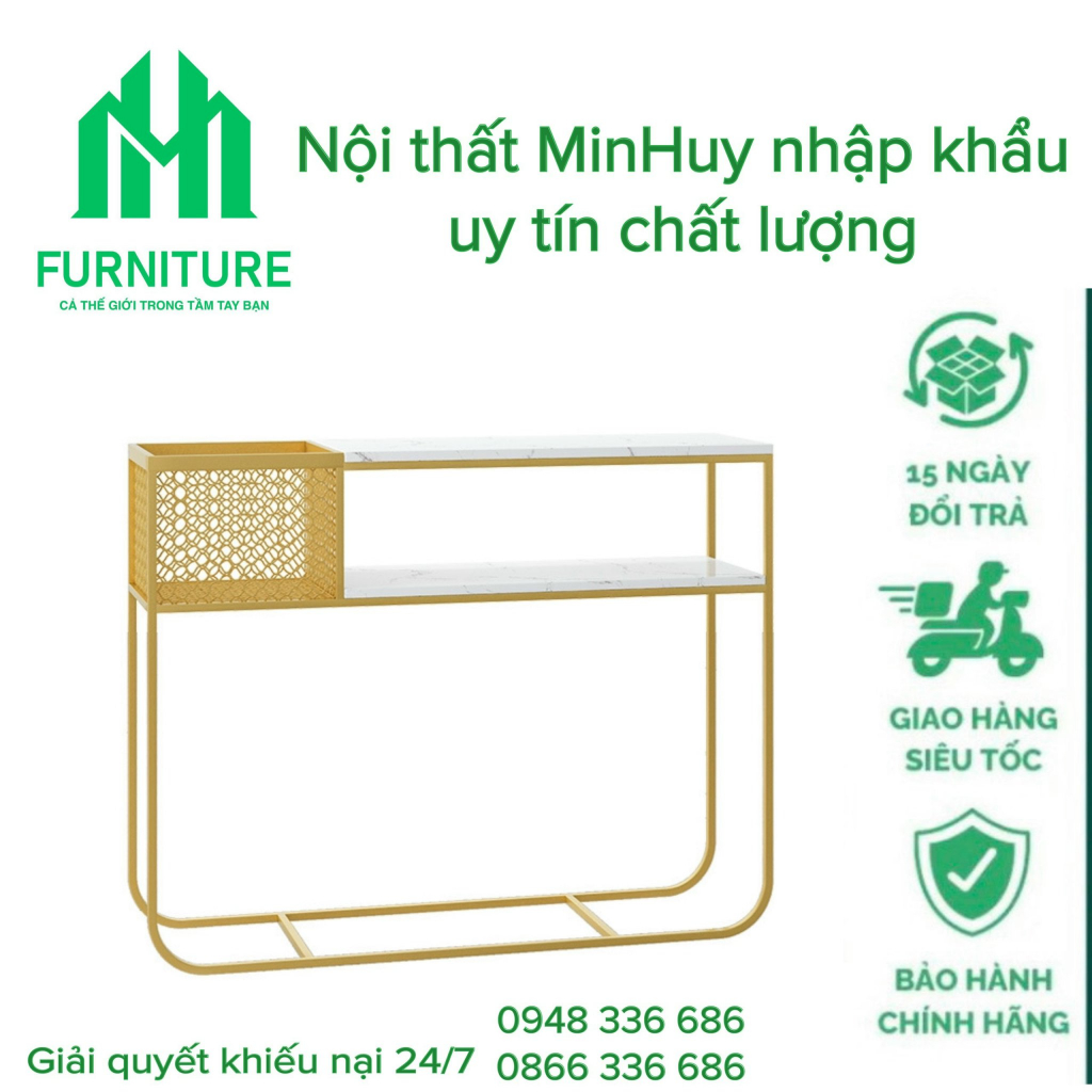 Kệ đứng console chân sắt sơn tĩnh điện mặt đá ceramic cao cấp CS03