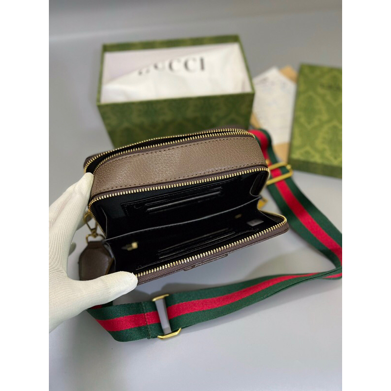 Túi đeo chéo  GC mini nam nữ dây màu xanh đỏ da bò cao cấp có sẵn sz 20x12x7