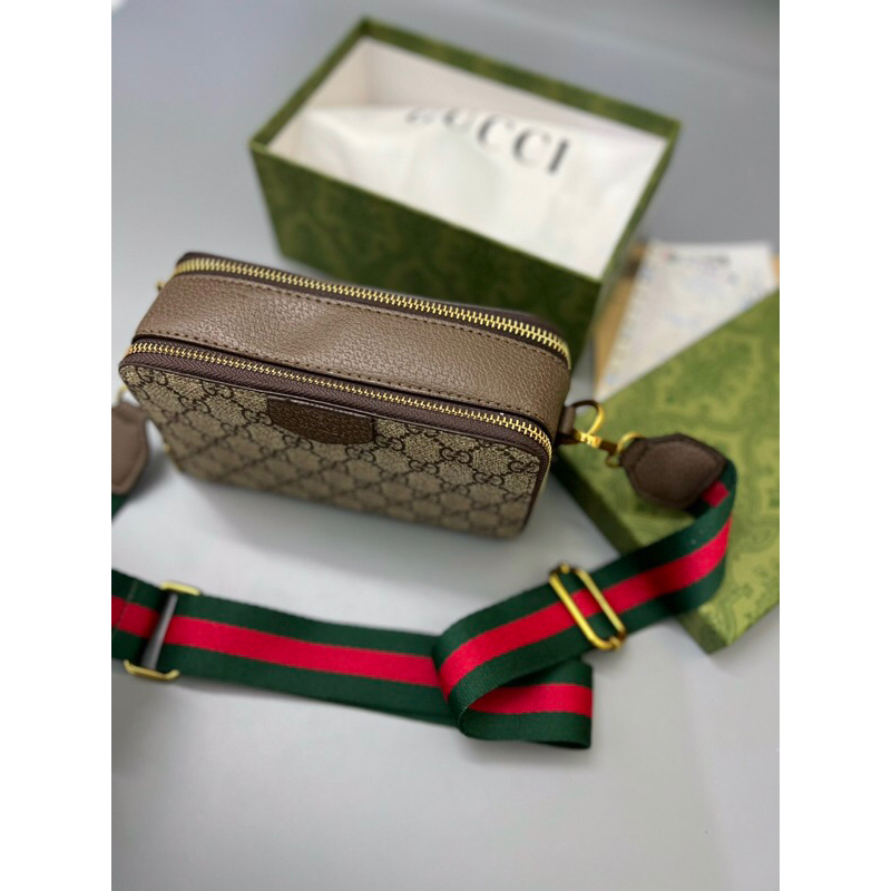 Túi đeo chéo  GC mini nam nữ dây màu xanh đỏ da bò cao cấp có sẵn sz 20x12x7