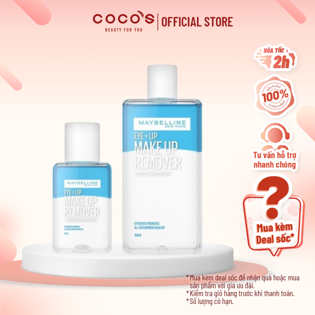 Nước Tẩy Trang Mắt và Môi Chuyên Dụng 2 lớp Maybelline New York Eye & Lip Makeup Remover 150ml/40ml