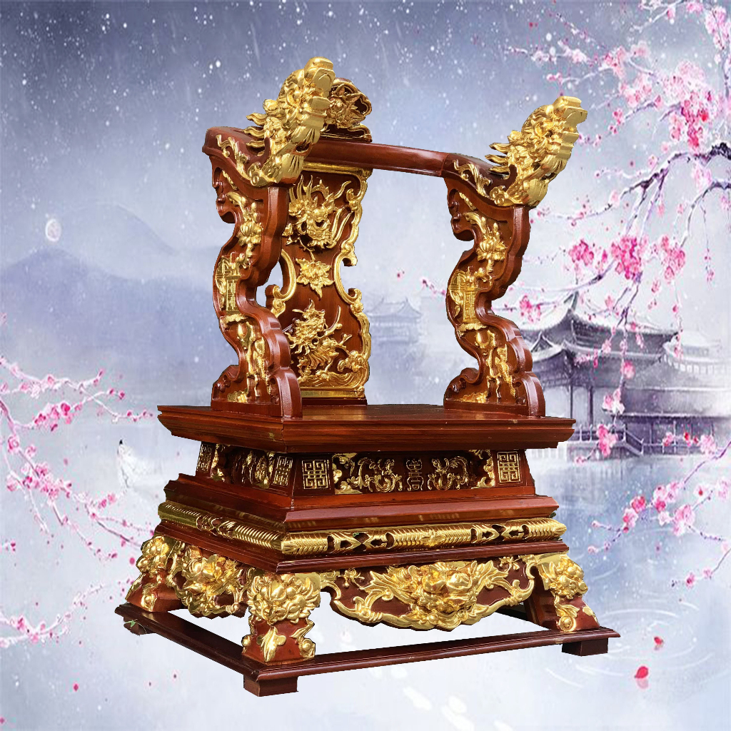 Ngai thờ vách rồng để bàn thờ gỗ mít sơn PU rát vàng 2 cỡ