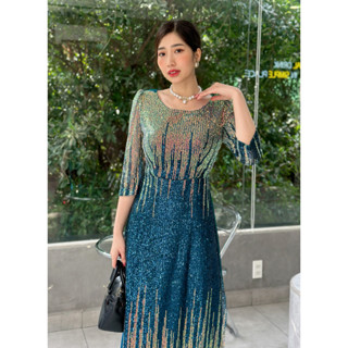 đầm thiết kế kim sa, dạ hội dự tiệc ngồi sui