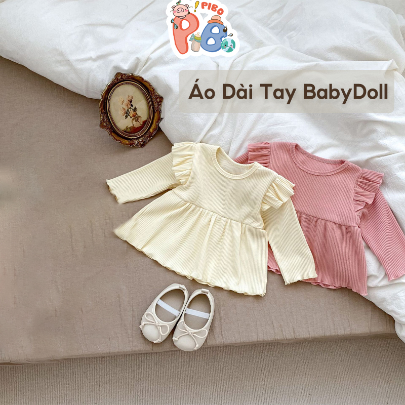 Áo Dài Tay Bé Gái Dáng BabyDoll ADTTL01 Chất Thun Tăm Lạnh, Mềm Mát Co Dãn Tốt - BabyBoo - PiBo Store