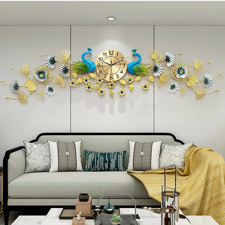 Đồng hồ treo tường chim công 165x43cm -đồng hồ tranh treo phòng khách,trang trí decor nhà cửa kim trôi,quà tặng đẹp,rẻ
