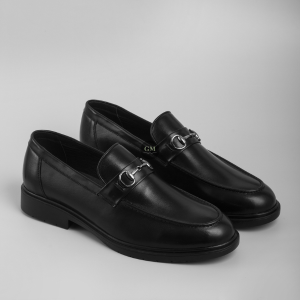 Giày Tây Lười Da Bò Nam GUMEN 080 Loafer Đai Vàng Đế Khâu Toàn Bộ Thủ Công Cao Su Đúc Nguyên Khối Mềm Mại Thoáng Khí