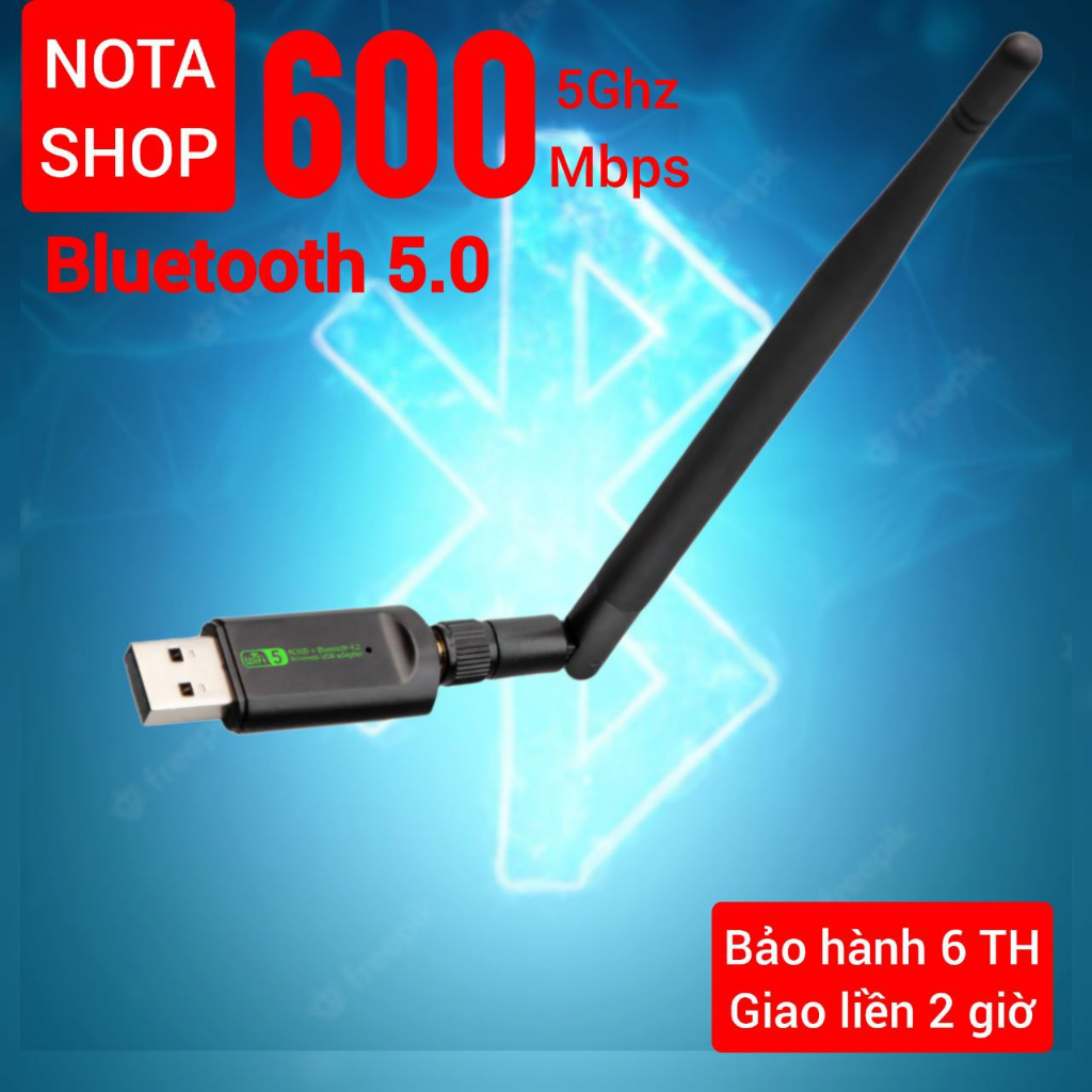 USB WiFi Bluetooth 5.0 - Card WiFi + râu dài giúp hút sóng WiFi cho PC 5Ghz 1300Mbps cho Máy bàn PC Laptop