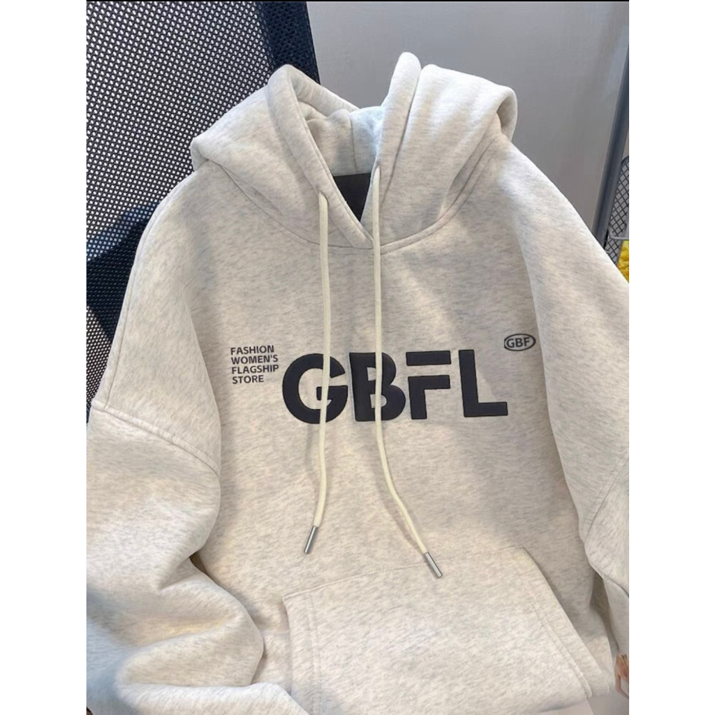 Áo hoodie ,áo nỉ có mũ màu xám tiêu GBFL chất nỉ bông dày dặn form rộng basic dễ mặc Vintage