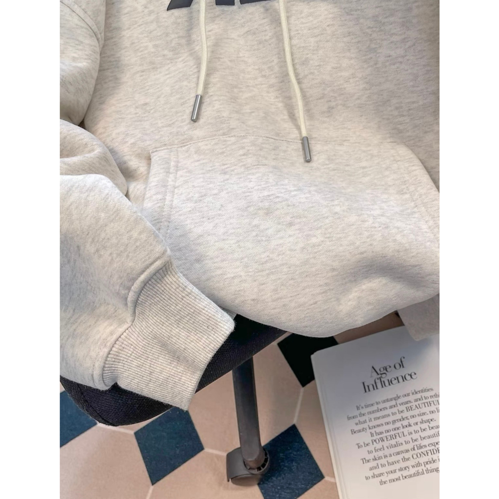 Áo hoodie ,áo nỉ có mũ màu xám tiêu GBFL chất nỉ bông dày dặn form rộng basic dễ mặc Vintage