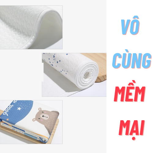 Tấm Lót Chống Thấm Cho Bé 4 Lớp, Thoáng Khí, Có Thể Giặt Được 50x70, 80x100cm