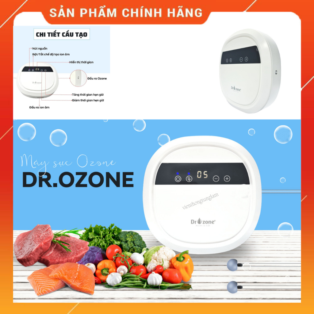 Máy rửa rau quả thịt cá, khử độc thực phẩm Dr.Ozone 400mg / giờ, khử trùng bình sữa màn hình cảm ứng - Hàng Việt Nam