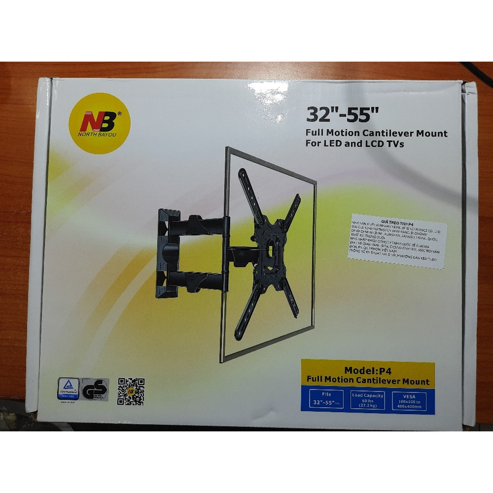 Khung tivi xoay 32-55 inch - khung treo tivi xoay cao câp-giá đỡ tivi xoay NB p4- Hàng chính hãng
