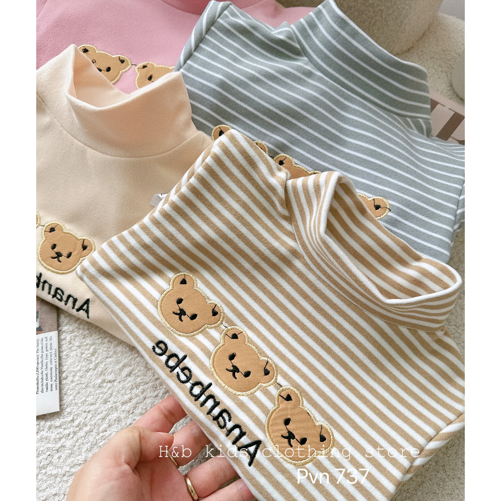 Áo giữ nhiệt cho bé , áo zip lông 2 mặt họa tiết gấu đáng iu cho bé 8-25kg