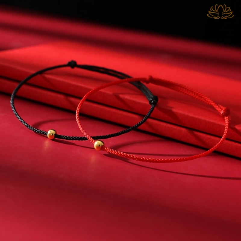 Vòng tay nam nữ dây bện charm hạt bi freesize, Vòng tay may mắn bình an Nhân Thiện Tâm