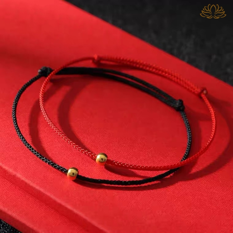 Vòng tay nam nữ dây bện charm hạt bi freesize, Vòng tay may mắn bình an Nhân Thiện Tâm