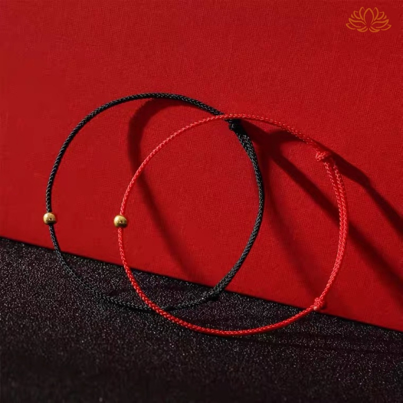 Vòng tay nam nữ dây bện charm hạt bi freesize, Vòng tay may mắn bình an Nhân Thiện Tâm