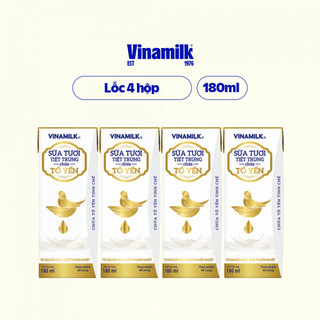 Lốc 4 hộp Sữa tươi tiệt trùng chứa tổ yến Vinamilk - hộp 180ml