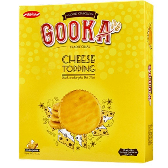Bánh Gooka Cracker Cheese Topping Bibica 180g