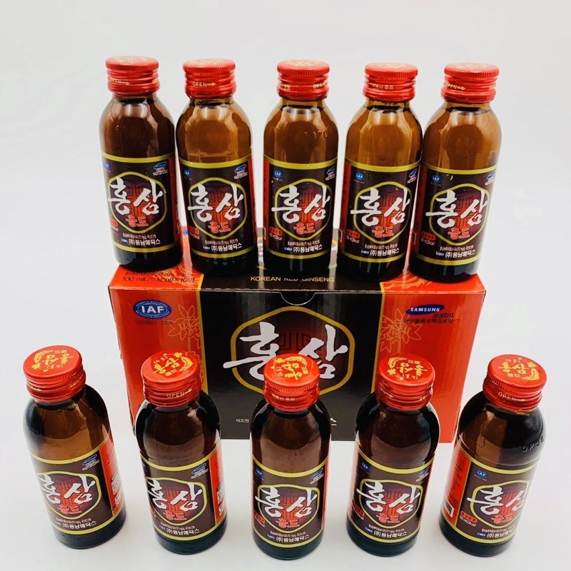 Hộp 10 Chai Nước Hồng Sâm Nguyên Chất CAO CẤP Hàn Quốc 100ml