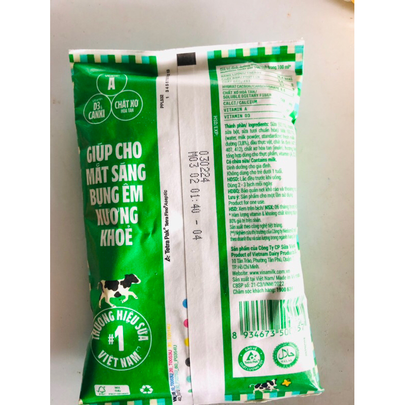 10 bịch sữa tươi Vinamilk có đường, không đường 220ml