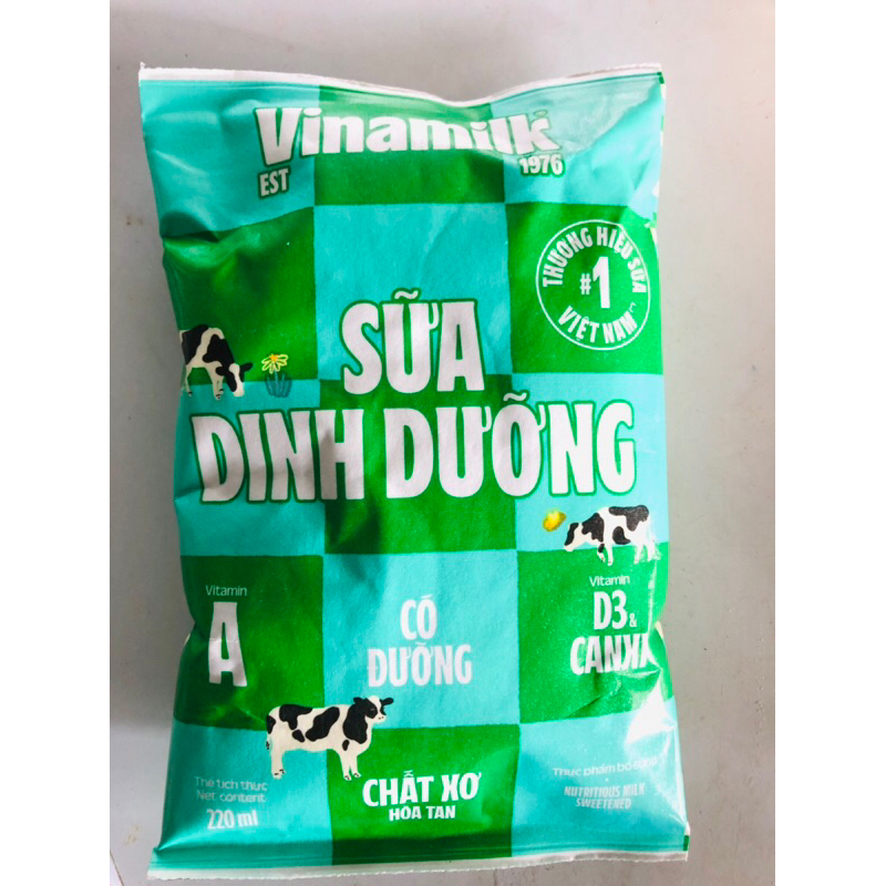 10 bịch sữa tươi Vinamilk có đường, không đường 220ml