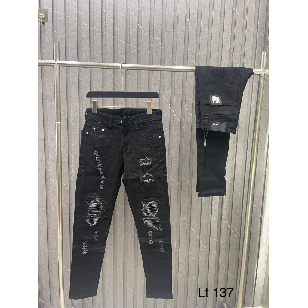 Quần Jeans Nam Amiri Vá Da Siêu Hot - Quần Jeans Nam Amiri Khóa Chân Cao Cấp