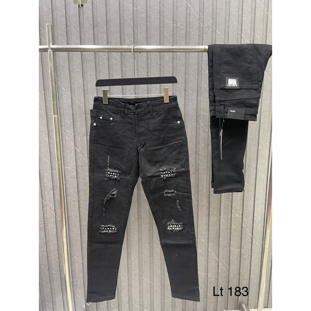Quần Jeans Nam Amiri Vá Da Siêu Hot - Quần Jeans Nam Amiri Khóa Chân Cao Cấp