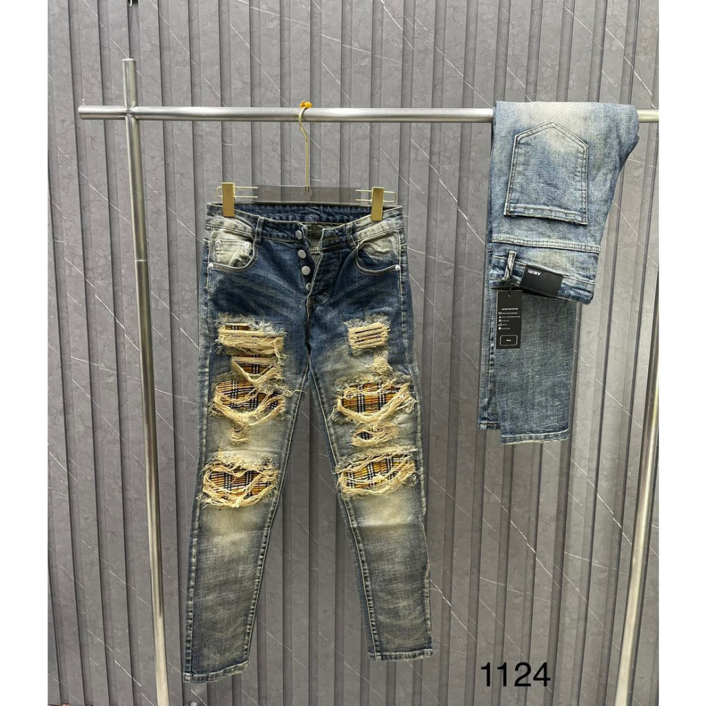 Quần Jeans Nam Amiri Vá Da Siêu Hot - Quần Jeans Nam Amiri Khóa Chân Cao Cấp