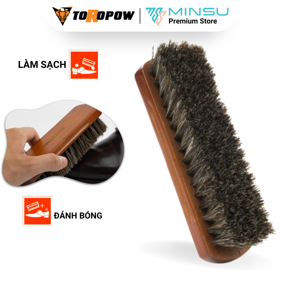 Bàn Chải Đánh Giày Lông Ngựa Horsehair Cao Cấp MINSU M2425 Chuyên Dùng Vệ Sinh Giày Sneaker, Giày Da - Loại Lớn