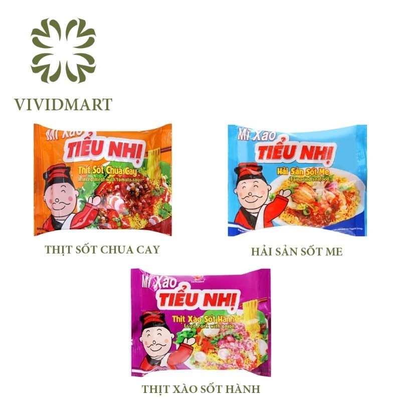 Thùng mì xào khô Tiểu Nhị 72g×30gói ( 3 vị)