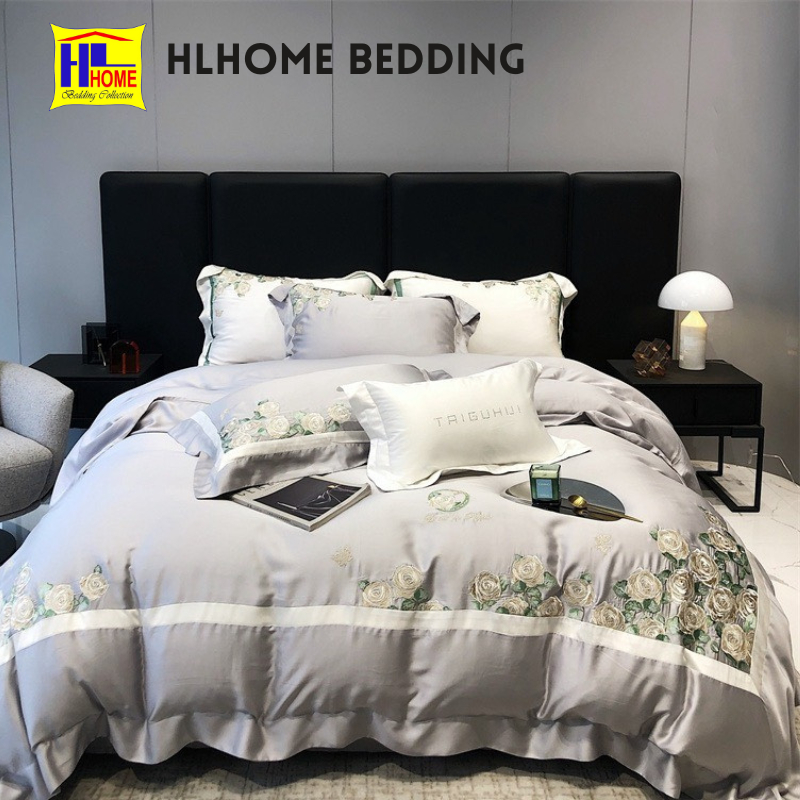 Bộ chăn ga tencel rose hlhome bedding mềm mại, thoáng mát
