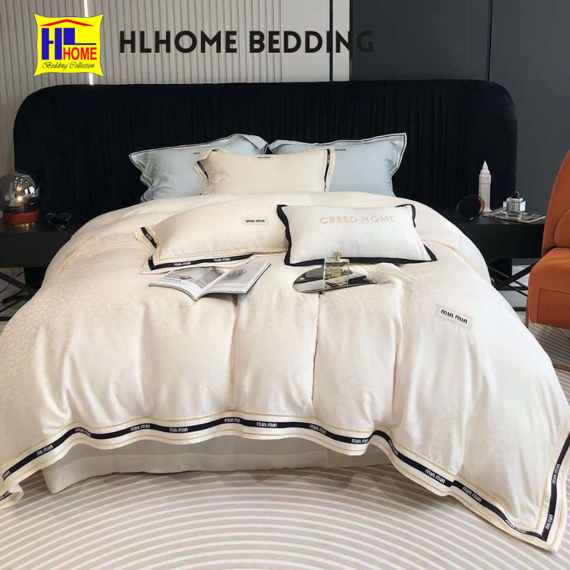 Bộ chăn ga tencel miu miu Hlhome bedding mềm mại