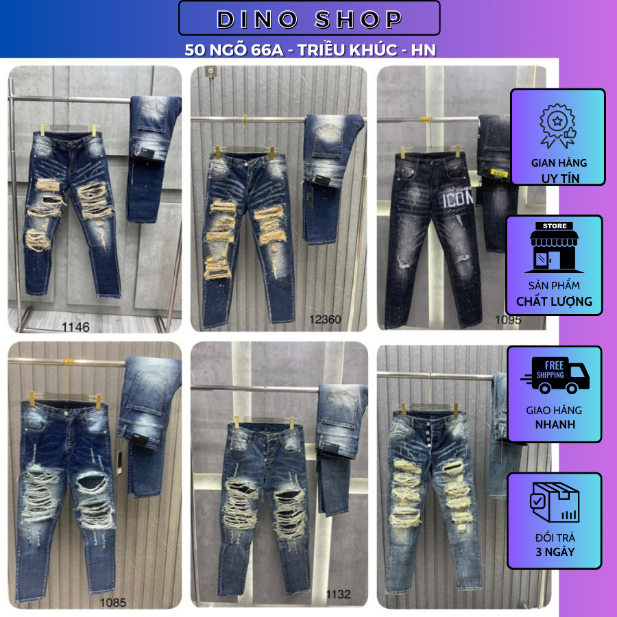 Quần Jeans Nam Amiri Vá Màu Cao Cấp - Quần Bò Nam AMR Hot Trend 2023