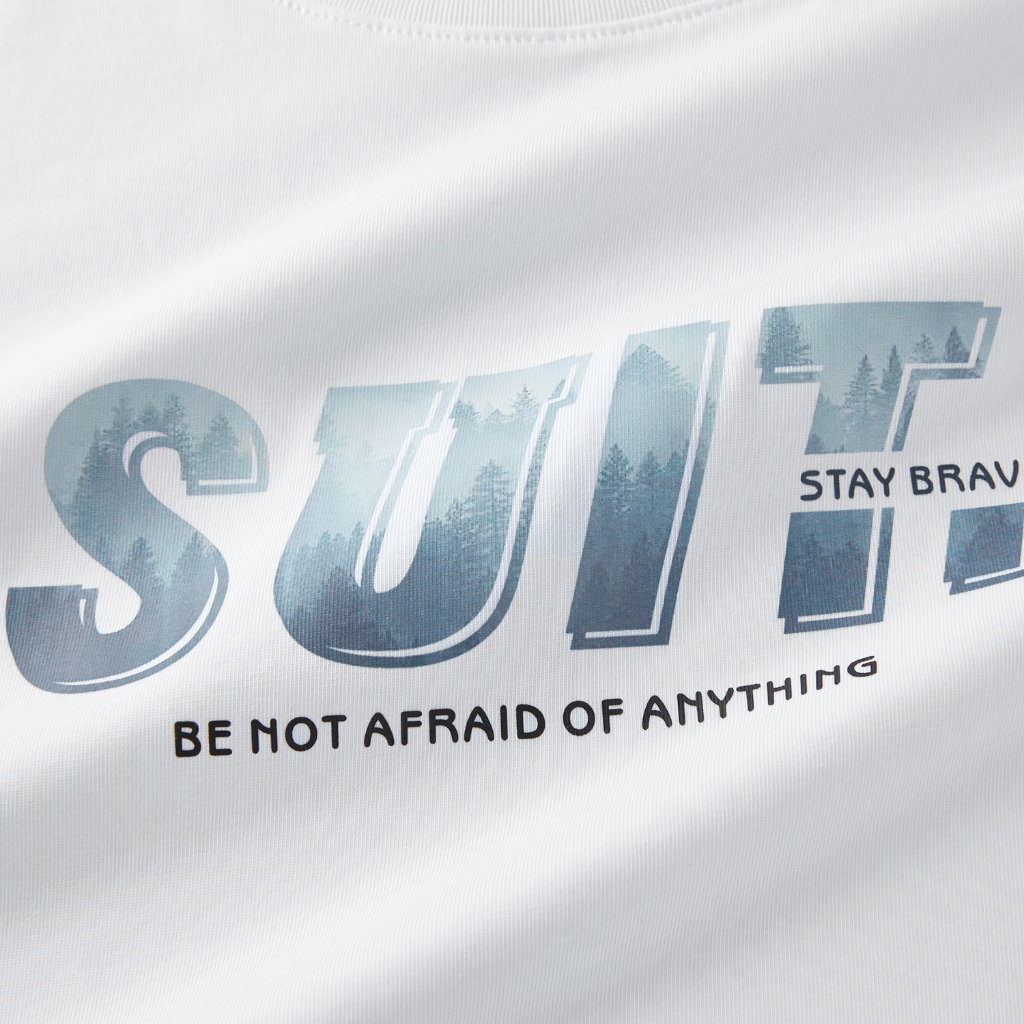 HLA - Áo thun nam ngắn tay in họa tiết chữ cotton lạnh mềm mại Letter printing icy cotton T-shirt