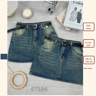 Chân váy jean ngắn saly chữ a cá tính kèm đai_cvjeanchua7194_p7k7