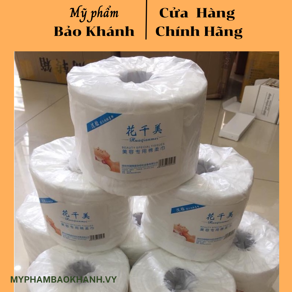 Giấy Cuộn, Khăn Cuộn Rửa Mặt Cotton Tiệt Trùng Loại To 220-230G Chuyên Dùng Spa, TMV