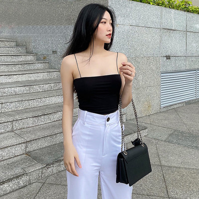 Áo croptop nữ 2 dây chất thun gân sợi bún trơn nhiều màu Callene (XK591)