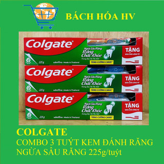 Combo 3 cây kem colgate ngừa sâu răng 225g tặng 3 cây bàn chải lông tơ - bach hoa hv