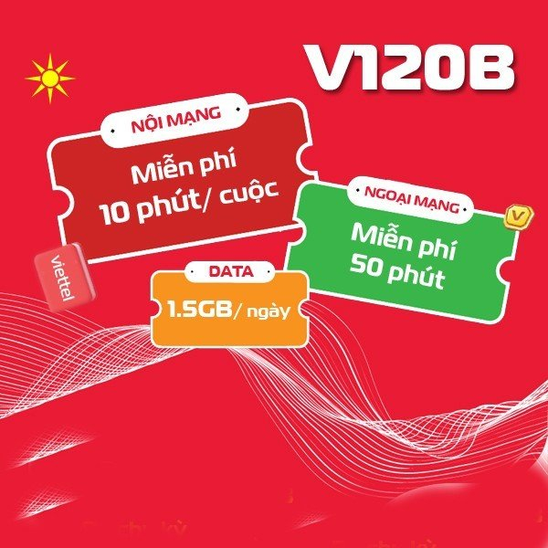 Sim 4G Viettel ngày gói V120B khuyến mãi 45GB/Tháng miễn phí gọi nội mạng liên mạng 50 phút
