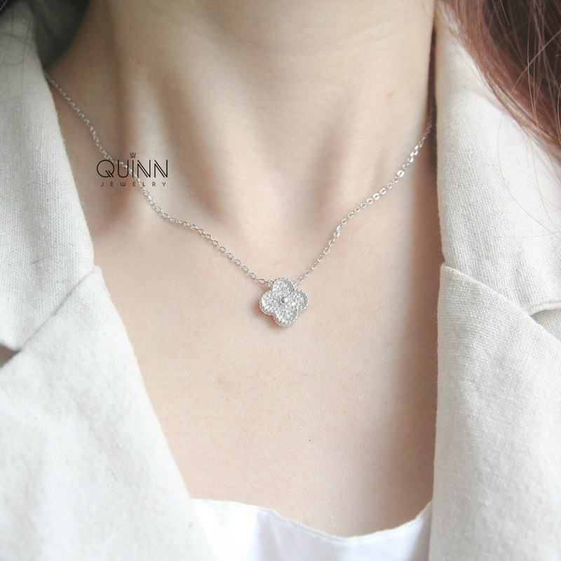 Dây chuyền Van Clover, dây chuyền cỏ 4 lá full đá Quinn jewelry