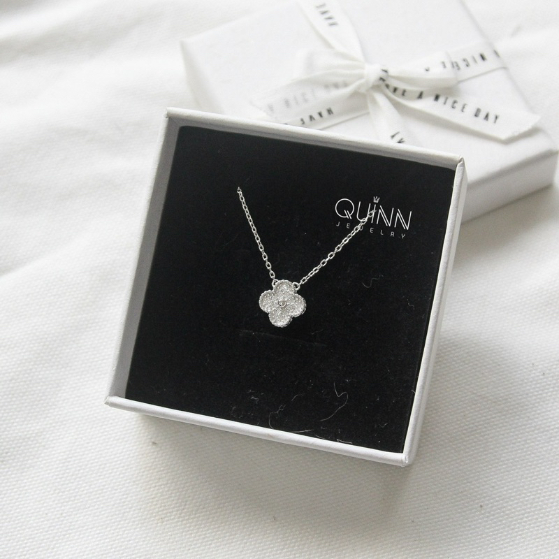 Dây chuyền Van Clover, dây chuyền cỏ 4 lá full đá Quinn jewelry