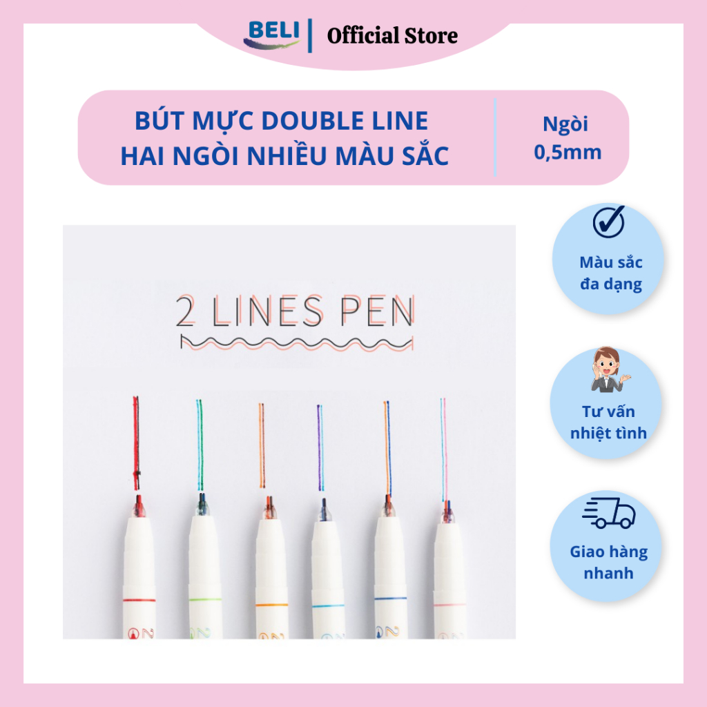 Bút mực double line hai ngòi 0.5mm,nhiều màu sắc trang trí sổ tay, bullet journal