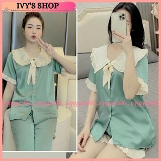 Bộ Pijama, đồ bộ ngủ mặc nhà Lụa satin cao cấp mềm mịn, HÌNH TRÁI TIM