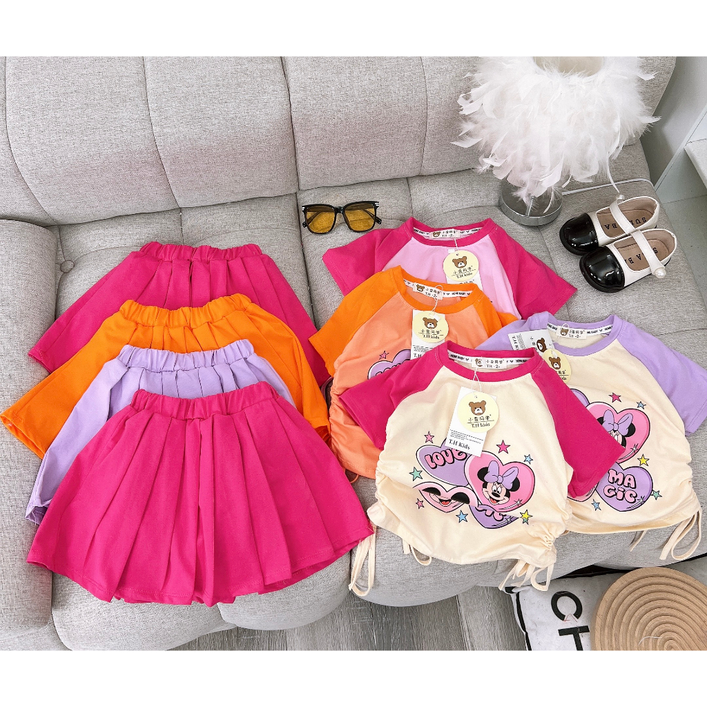 Sét áo váy cotton in hình mickey siêu xinh