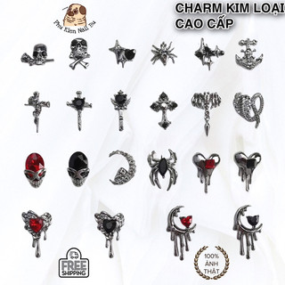 Charm crom heart kim loại cao cấp trang trí móng, charm tim chảy, charm kinh dị