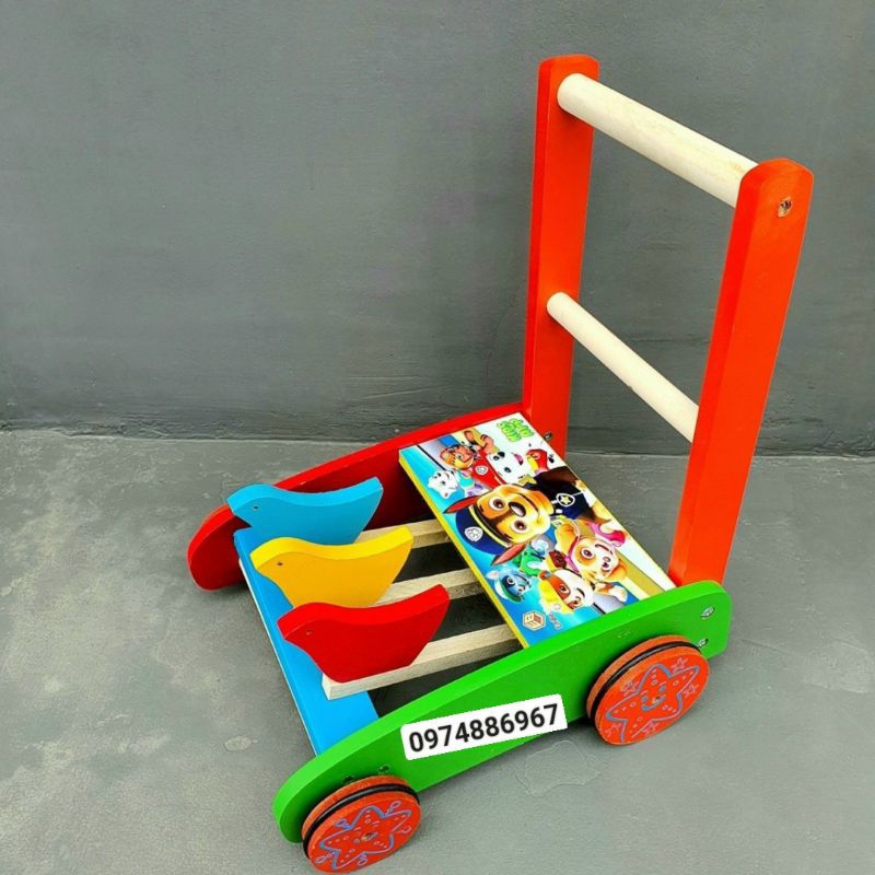 Xe tập đi gỗ 3 con chim mẫu phim hoạt hình