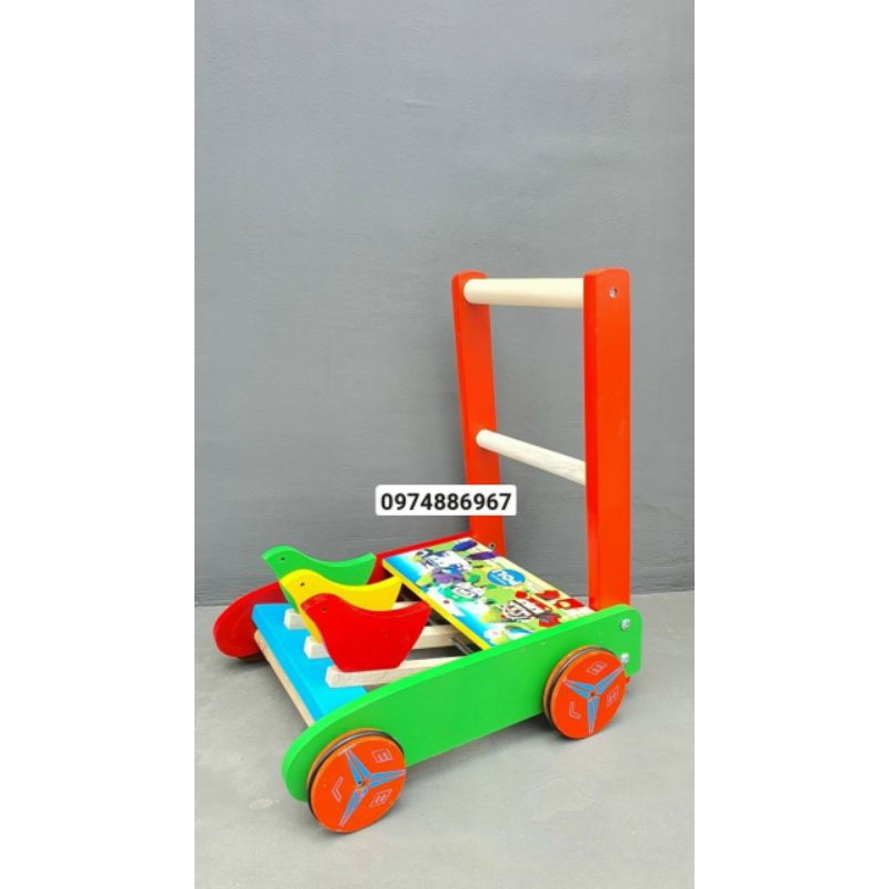 Xe tập đi gỗ 3 con chim mẫu phim hoạt hình