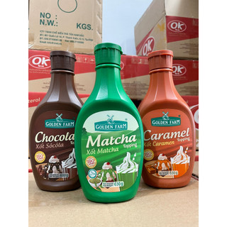 Sốt Topping Socola, matcha, caramel goldenfarm 630g