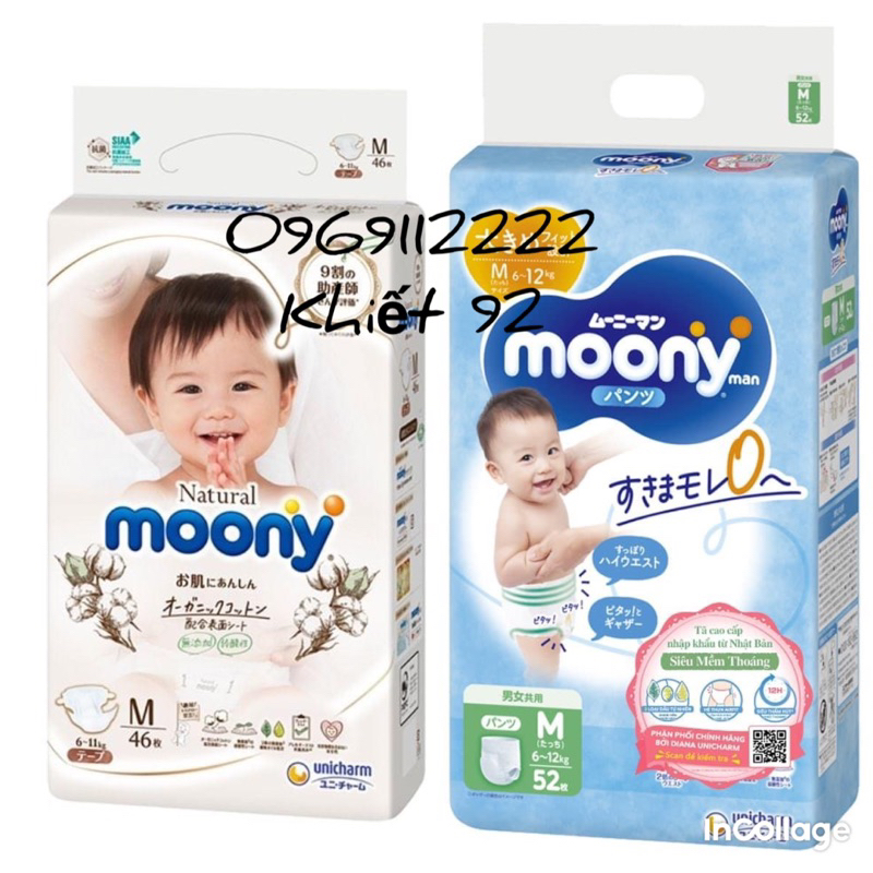 TÃ MOONY NATURAL NỘI ĐỊA DÁN/ QUẦN NB63/S58/L38/ M46...