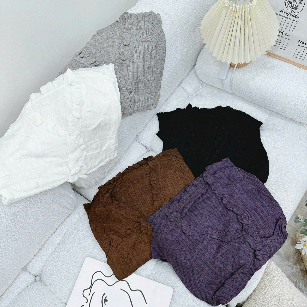 Áo len viền bèo tay loe dài xinh xắn