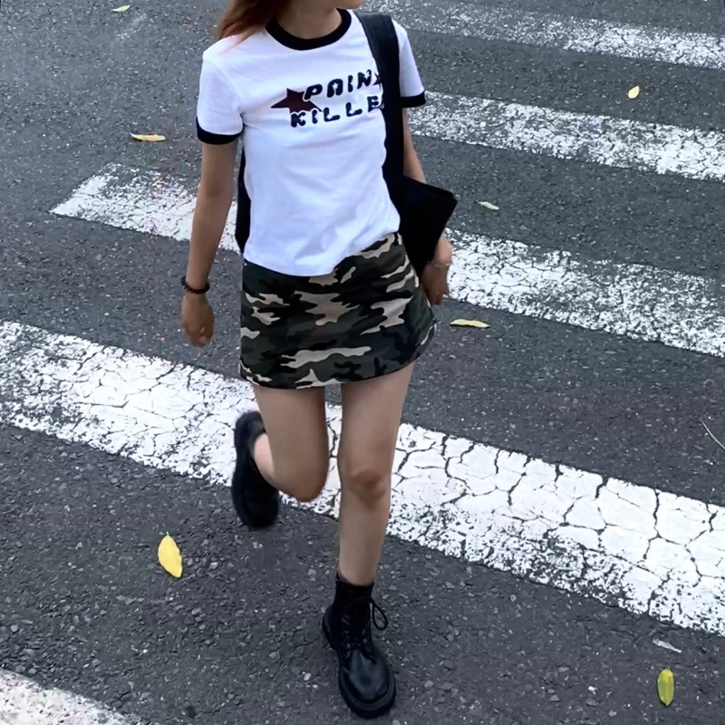Váy ngắn camo kaki nữ thời trang Tiệm Tuyên